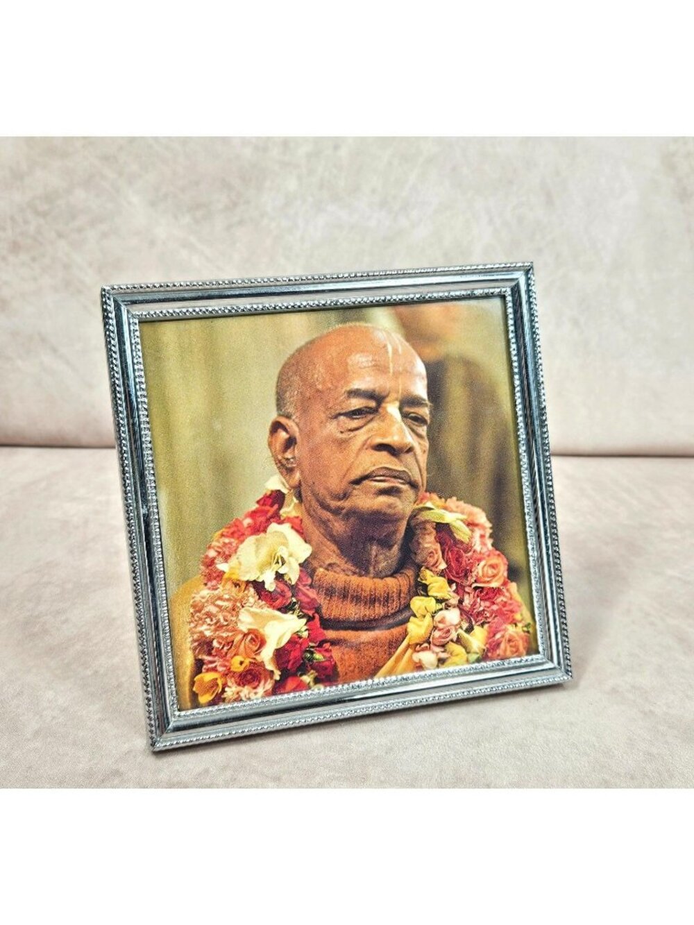 His Divine Grace A. C. Bhaktivedanta Swami Prabhupada Photo Silver Frame Vintage